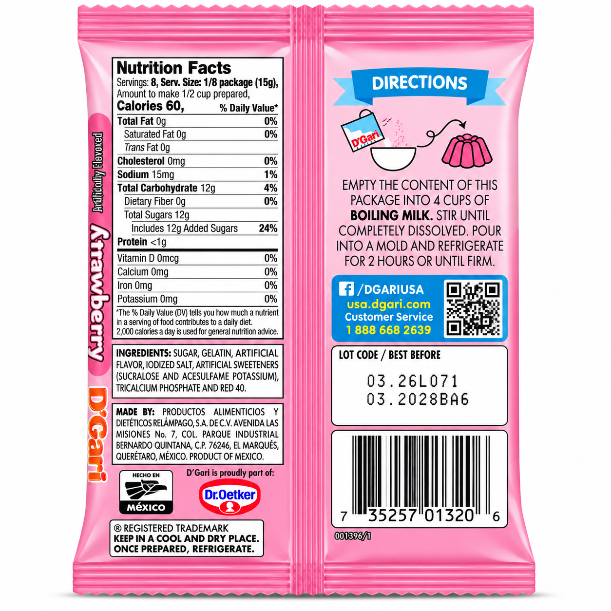 D'Gari Strawberry Dessert Gelatin Powder | 120g Packet
