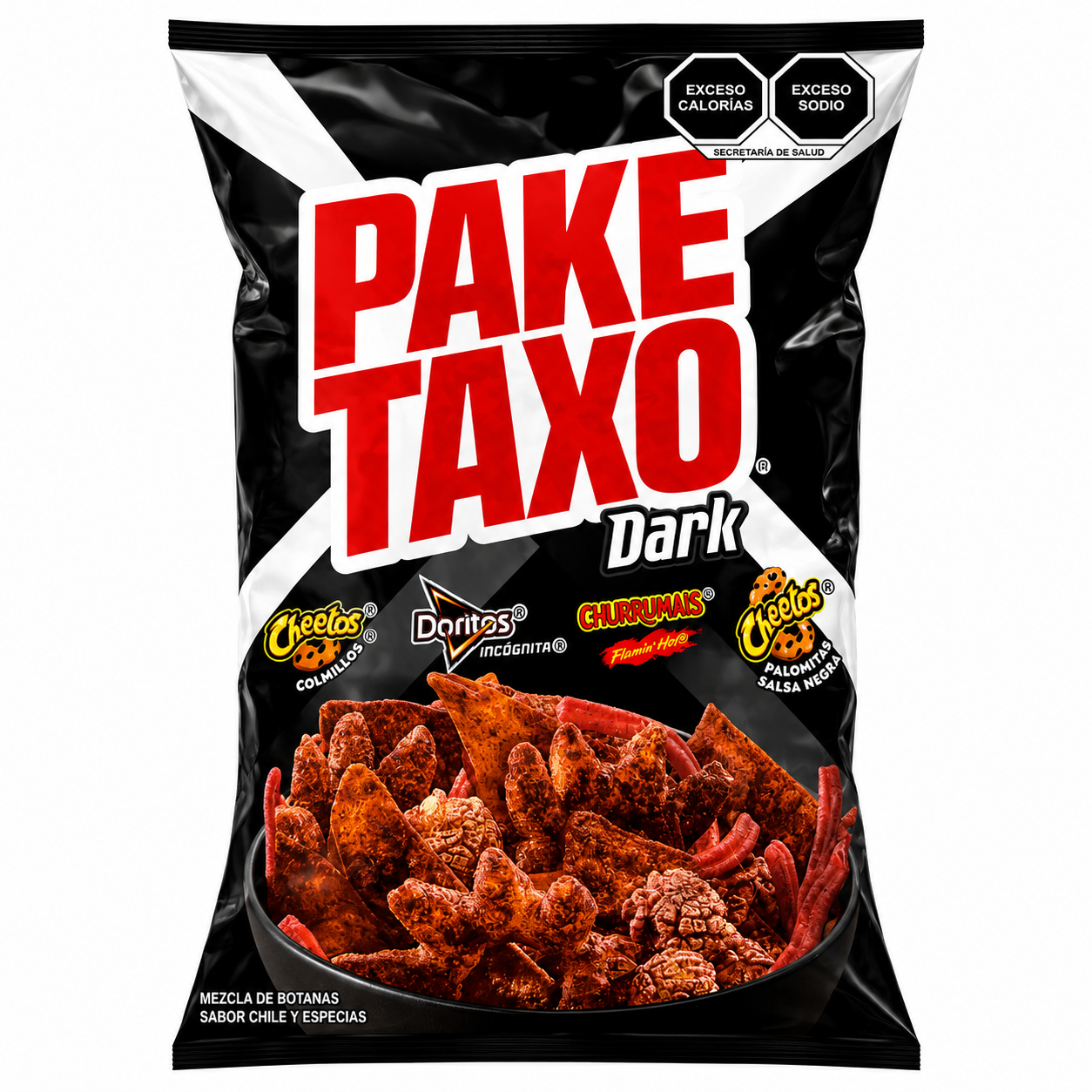 Pake Taxo Dark | Colmillos, Doritos Incognita, Churrumais, Cheetos Palomitas
