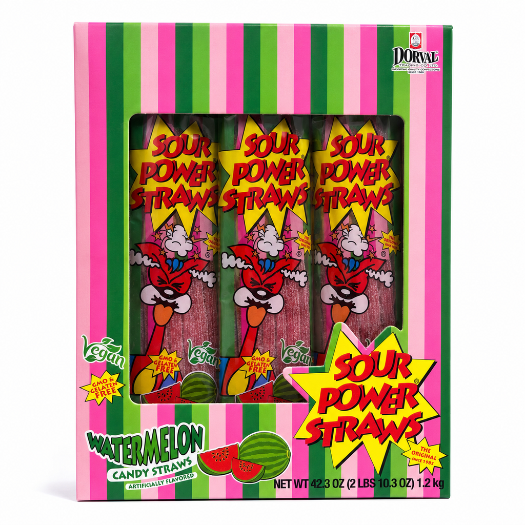 Sour Power Straws | 24 individual packages box Watermelon