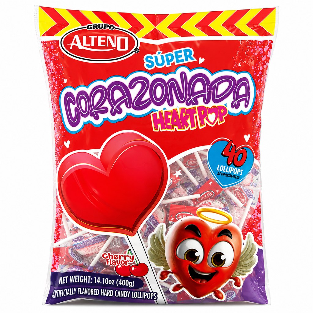 Super Corazonada Heart Pop Heart Shaped Lollipop | 40 piece