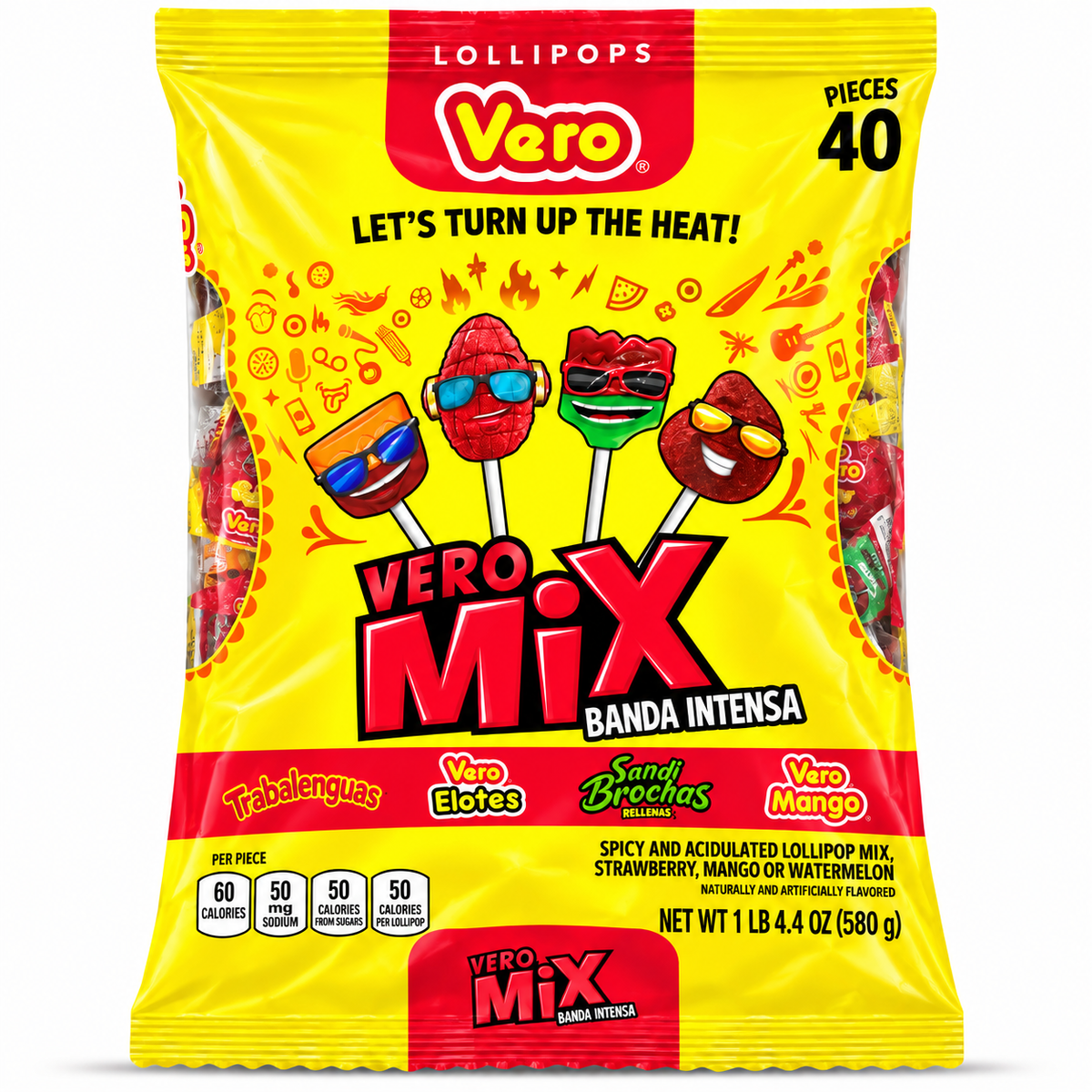 Vero Mix Banda Intensa Assorted Lollipops Pack | 40 pieces