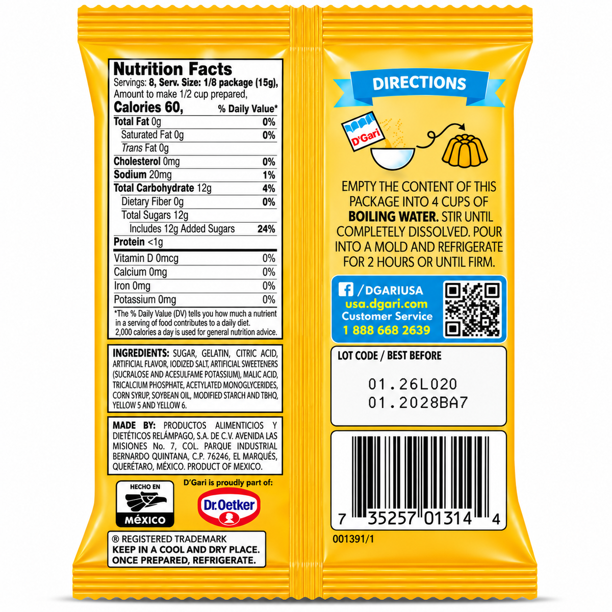 D'Gari Mango Flavored Gelatin Dessert Powder | 120g Packet