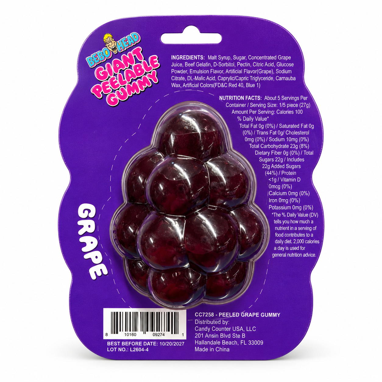 Grape Shaped Giant Peelable Gummy | 1 piece Giant Fruit Gummy