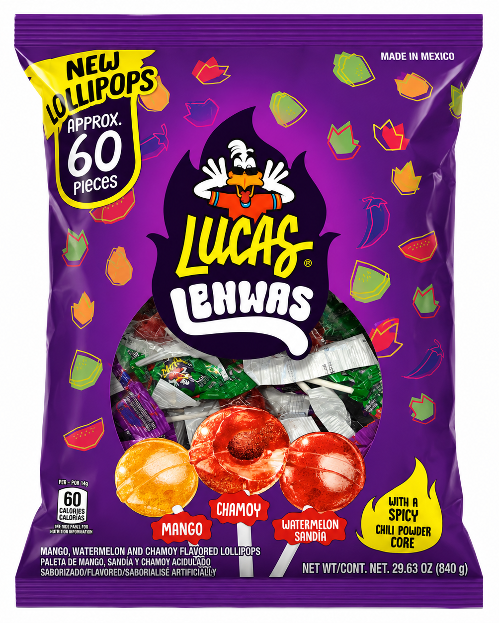 Lucas Lenwas Mango, Chamoy, and Watermelon 60pc Variety Bag