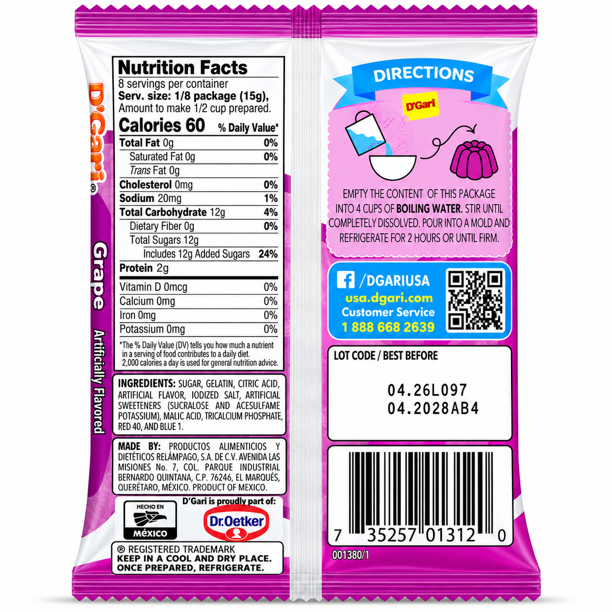 D' Gari Grape Flavored Gelatin Dessert Powder | 120g packet