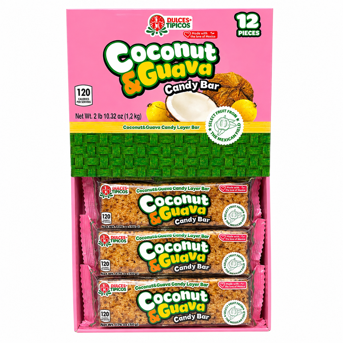 Coconut and Guava Candy Bar 12 Piece display box