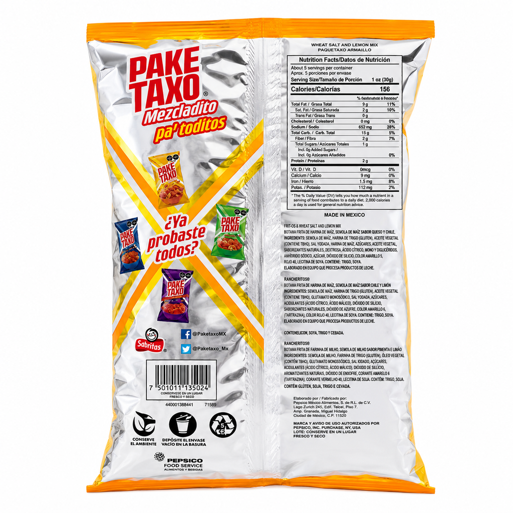 Pake Taxo Mezcladito | Cheetos Bolitas, Fritos, Sabritas, and Rancherito Mix