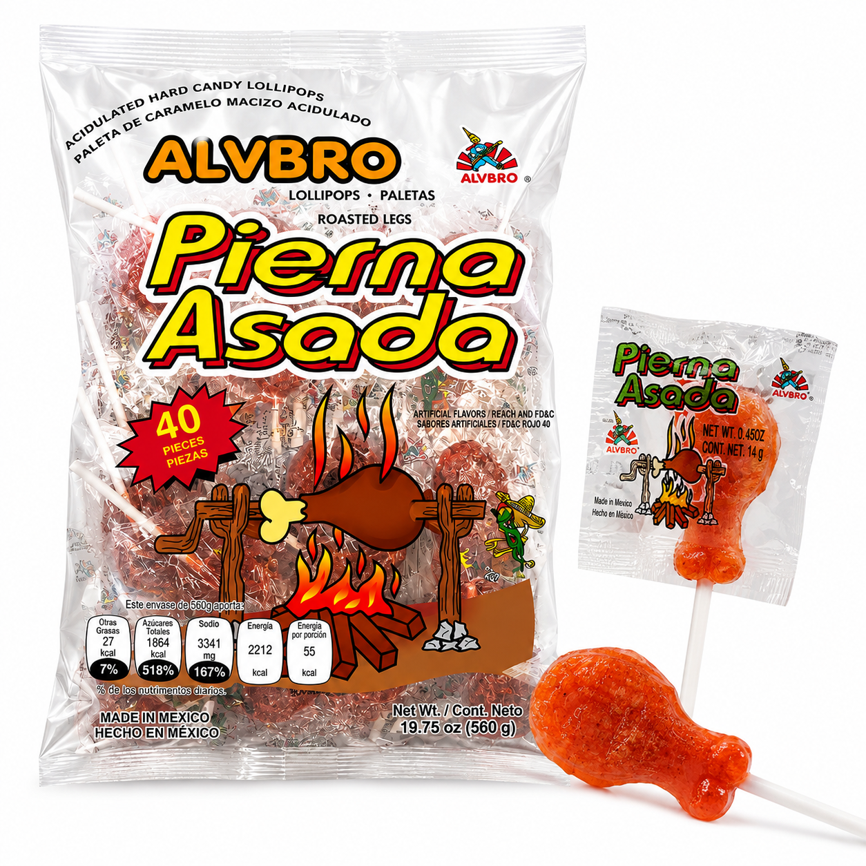 Pierna Asada Chicken Shaped Lollipop | 40 pieces