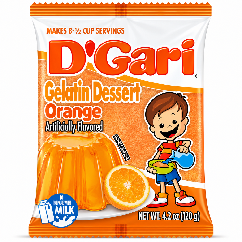 D'Gari Orange Flavored Gelatin Dessert Powder | 120g packet