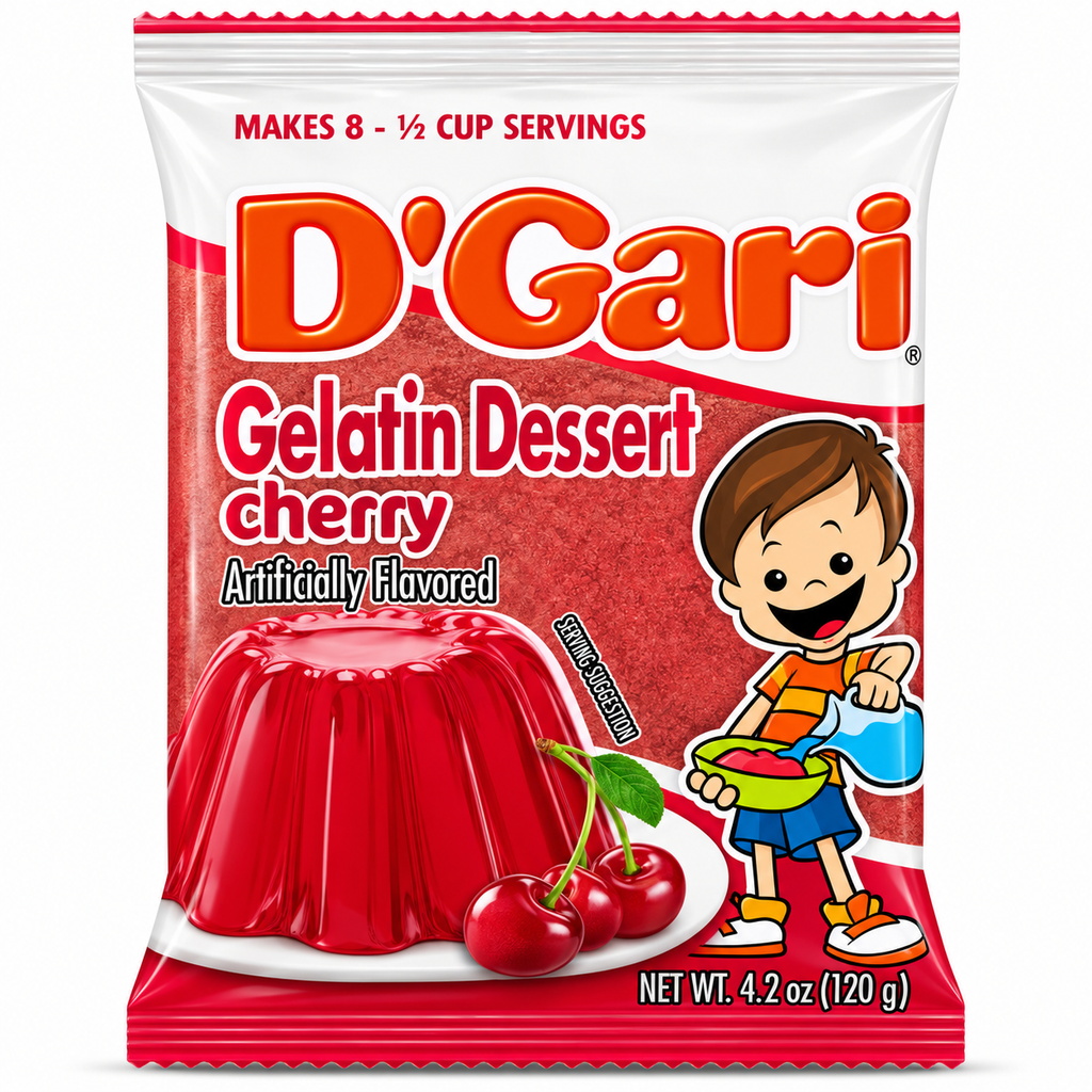 D'Gari Cherry Flavored Gelatin Dessert Powder | 120g Packet