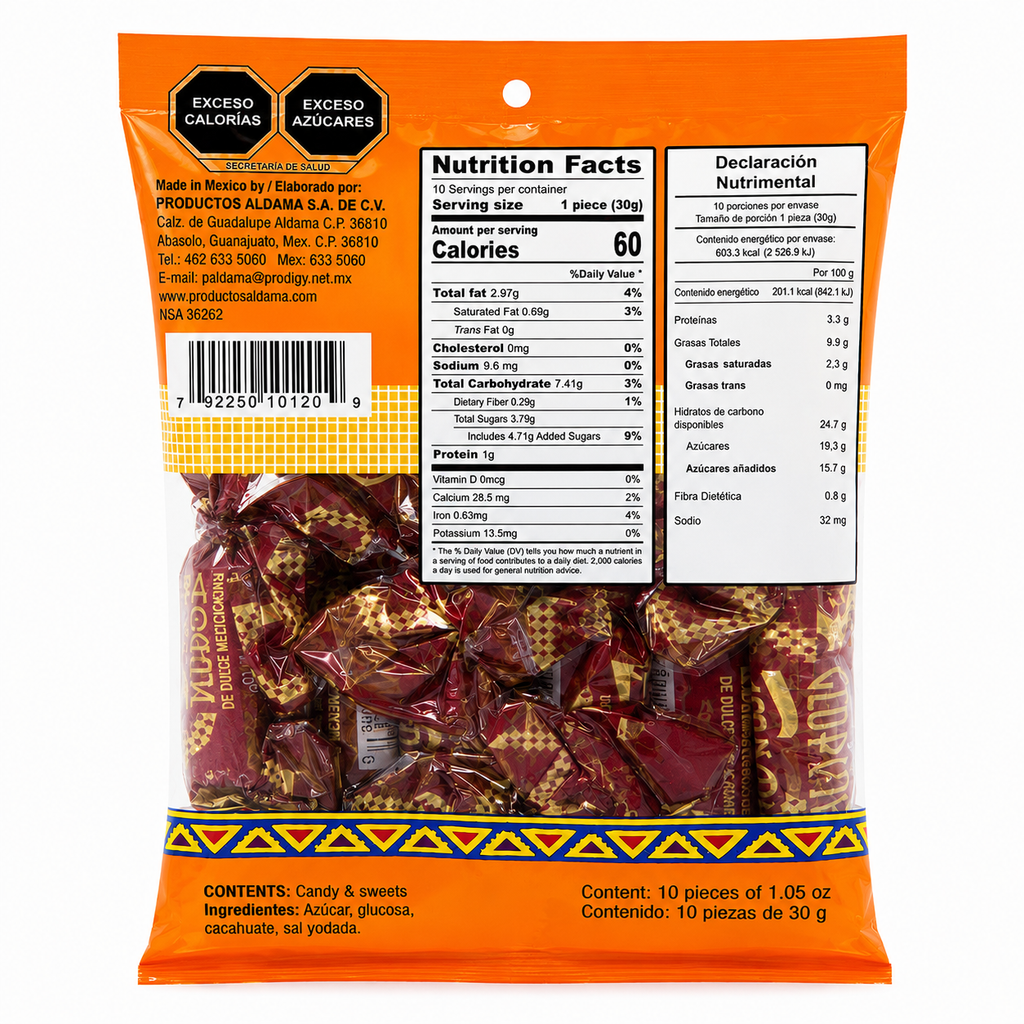 Aldama Glorias | Cajeta and peanut candy 10 pieces