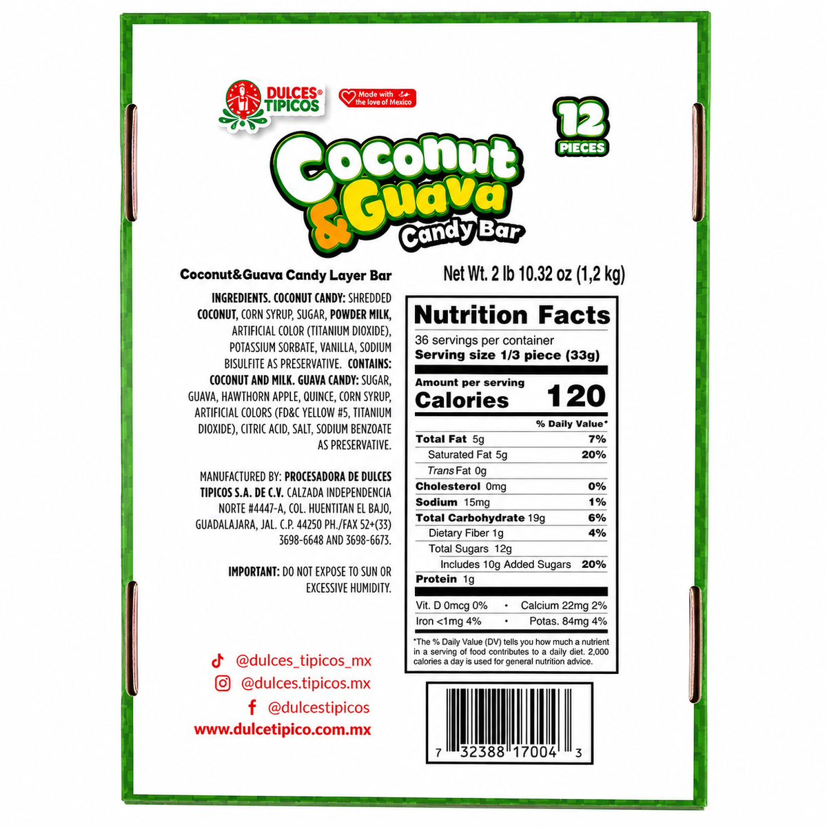 Coconut and Guava Candy Bar 12 Piece display box