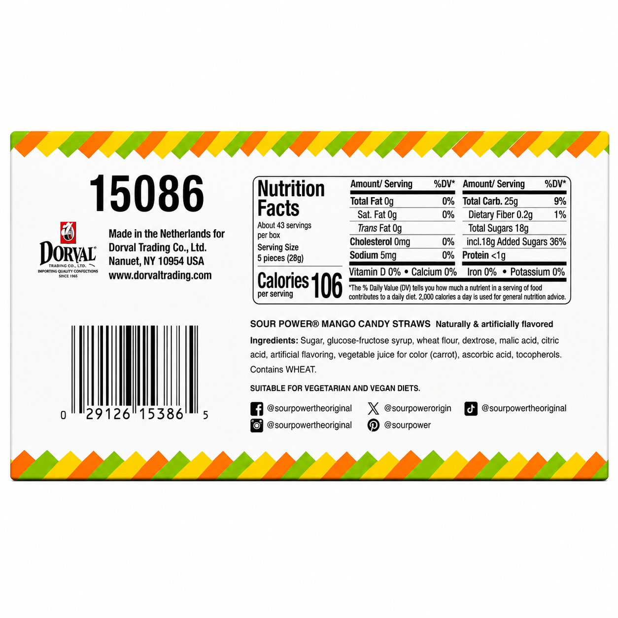 Sour Power Straws | 24 individual packages Mango