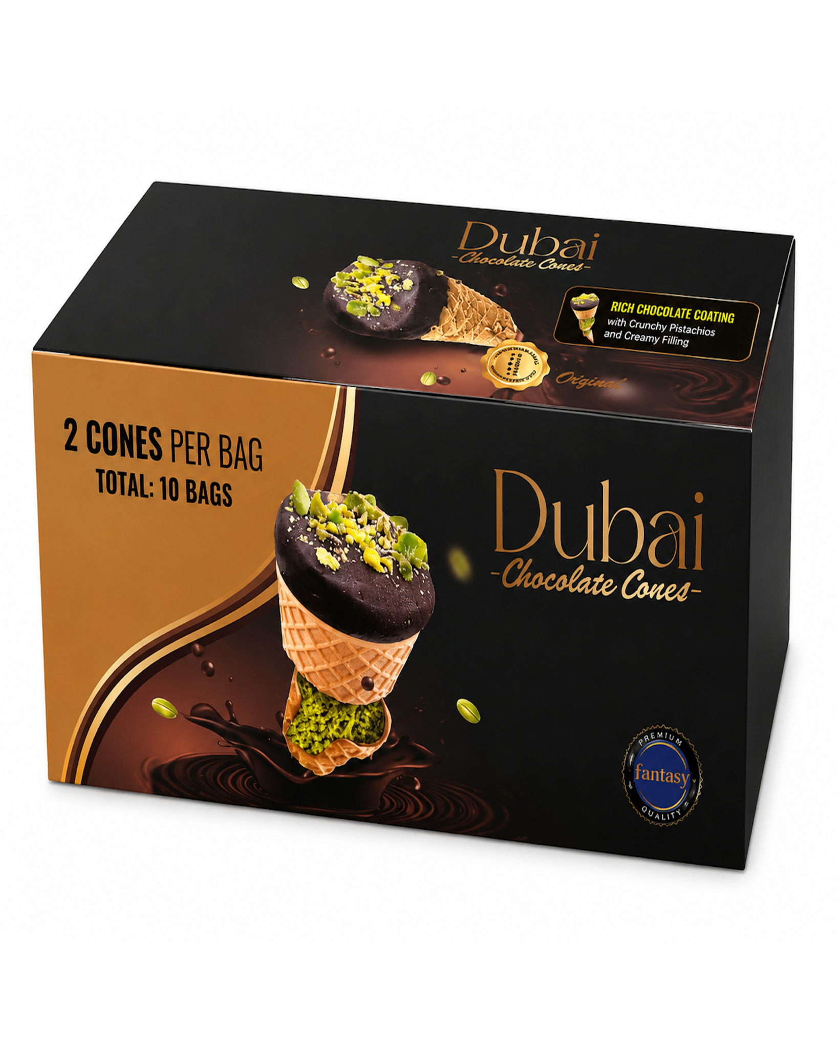 Fantasy Cream Filled Waffle Cones – Crispy Wafer Cones 10 Bag Pack (2 Cones Per Bag)