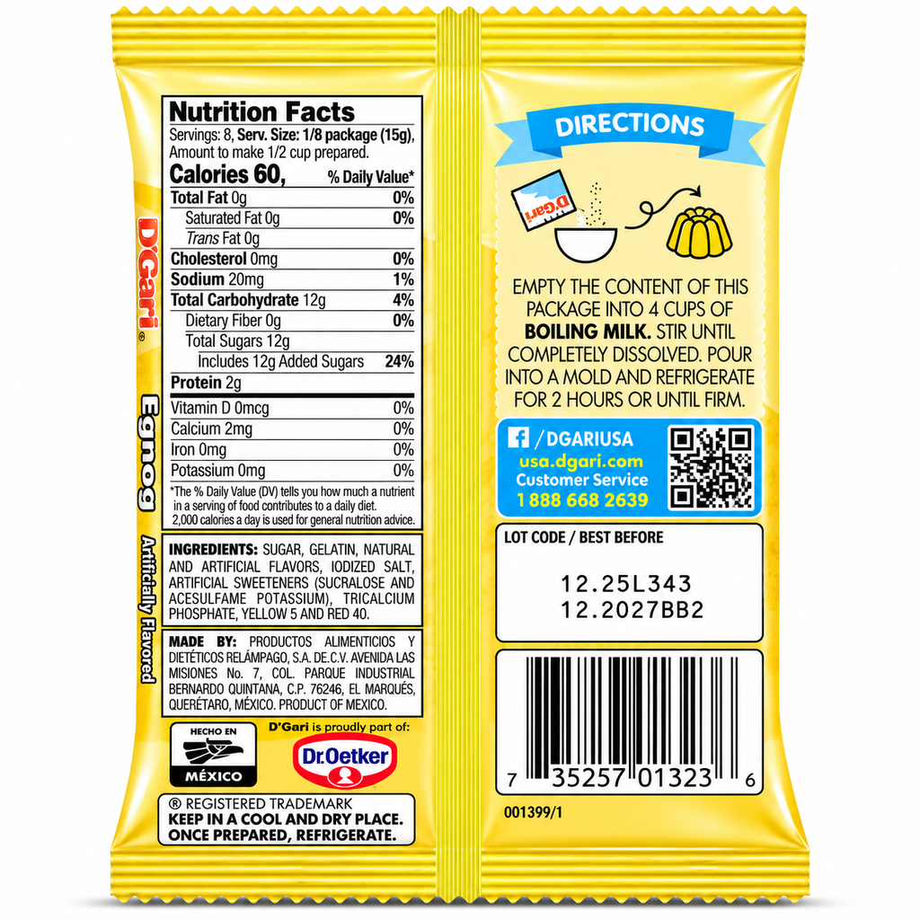 D'Gari Eggnog Flavored Gelatin Dessert Powder |120g packet