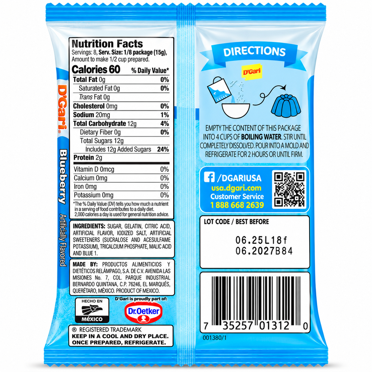 D'Gari Blueberry Flavored Gelatin Dessert Powder | 120g packet
