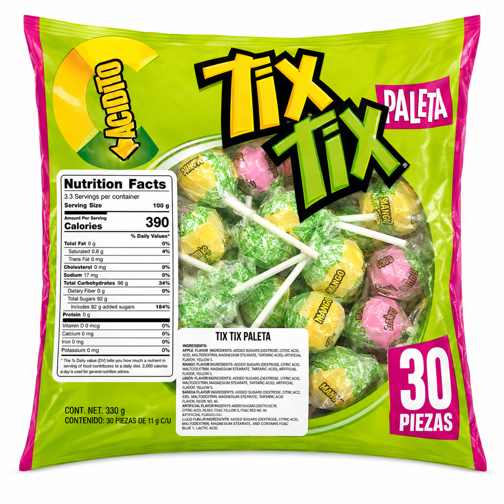 Tix Tix Compressed Sour Candy Lollipop | 30 pieces