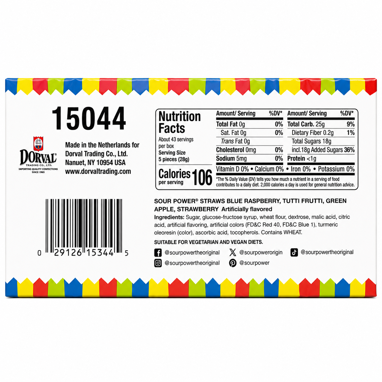Sour Power Straws | 24 individual packages 4 Flavors