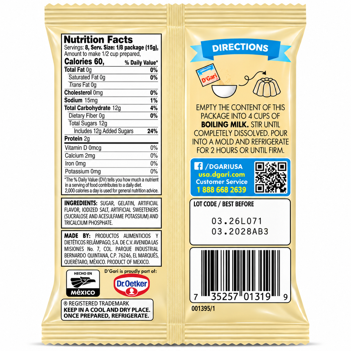 D'Gari Coconut Flavored Gelatin Powder | 120g Packet
