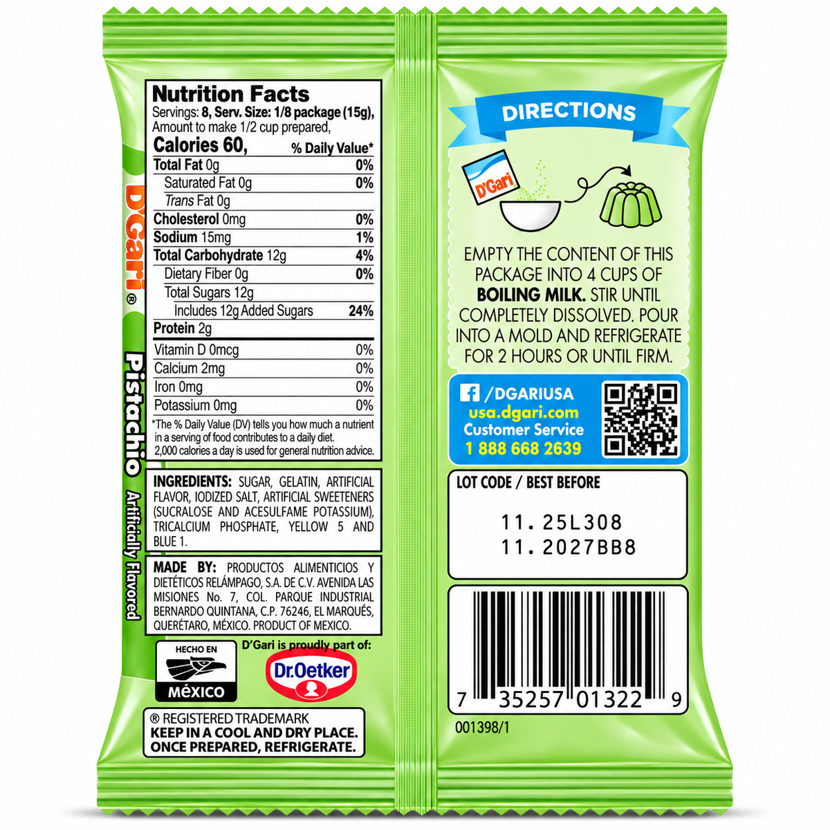 D'Gari Pistachio Flavored Gelatin Dessert Powder |120g packet