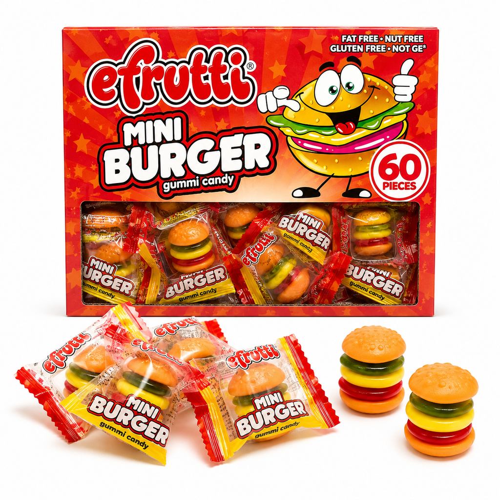 Mini Burger Shaped Gummi Candy | 60 pieces