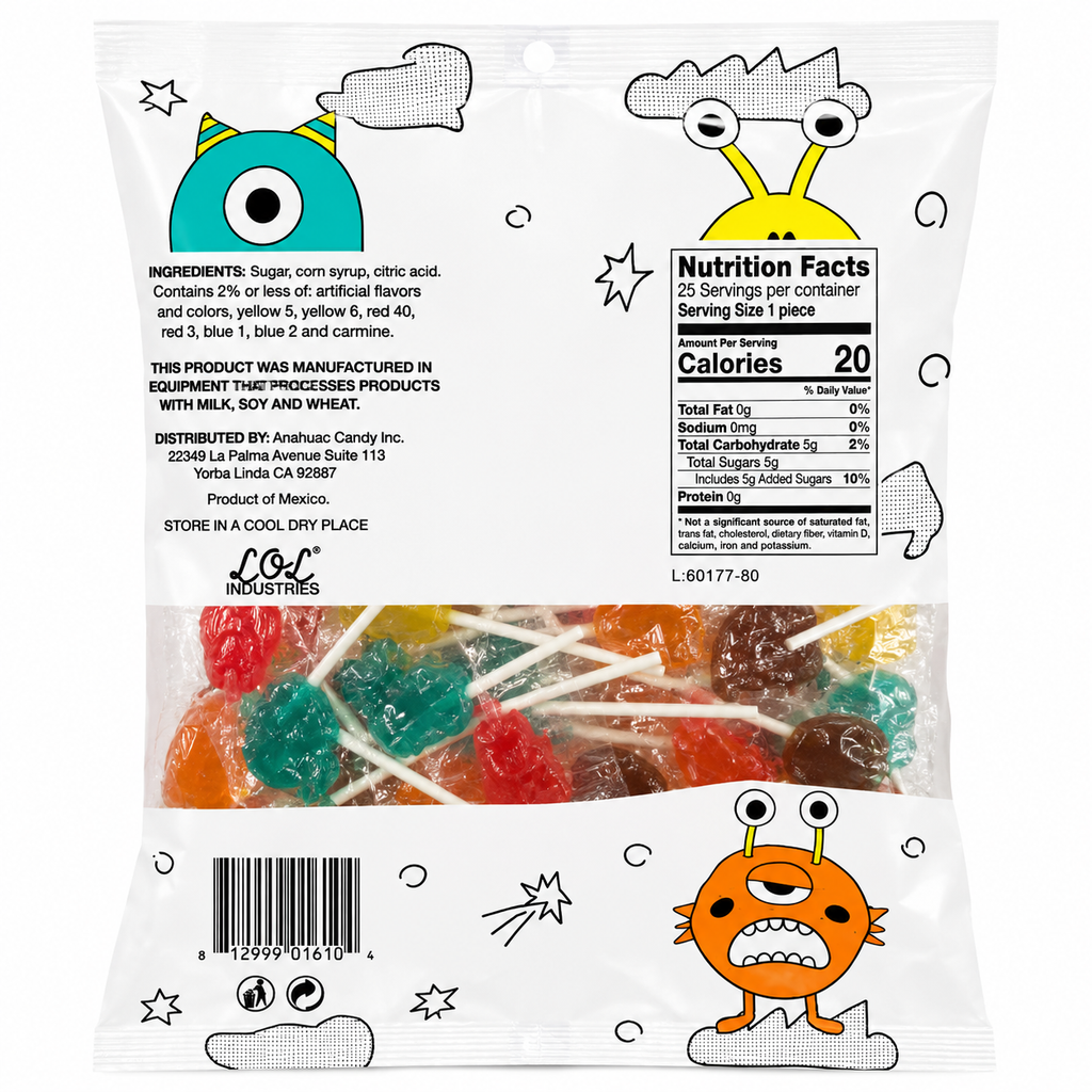 LOL Industries Fruit Flavor Lollipops | 25 piece bag