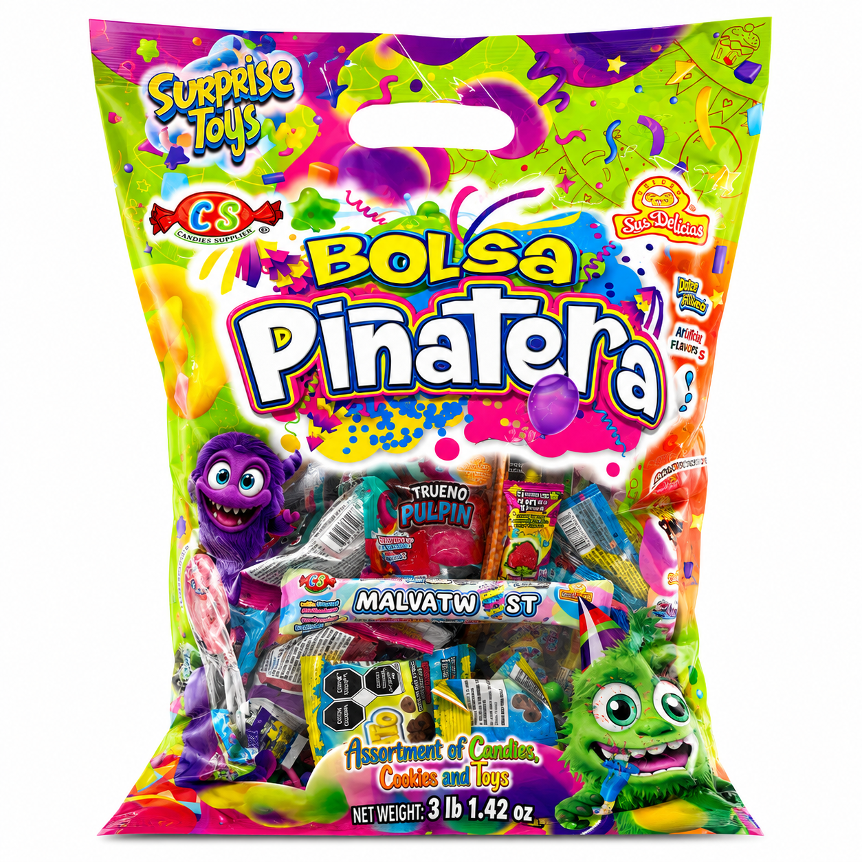 Bolsa Pinatera Mixed Candy Bag for Pinata with Candy, Toys, and Cookies | 3 pound Bag