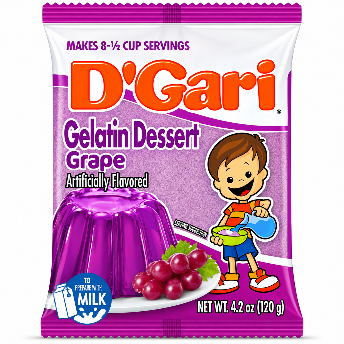 D' Gari Grape Flavored Gelatin Dessert Powder | 120g packet
