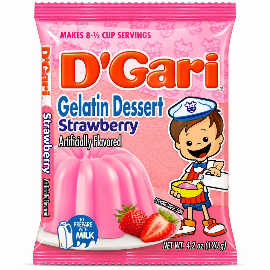 D'Gari Strawberry Dessert Gelatin Powder | 120g Packet