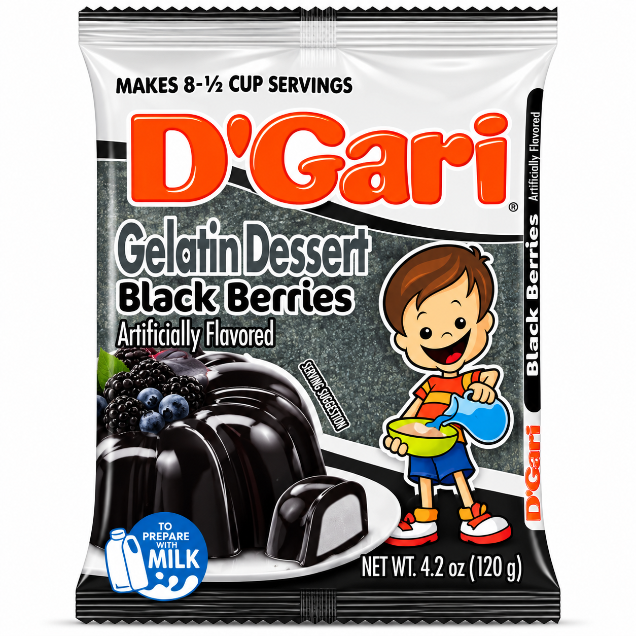 D'Gari Black Berries Flavored Gelatin Dessert Powder | 120g packet