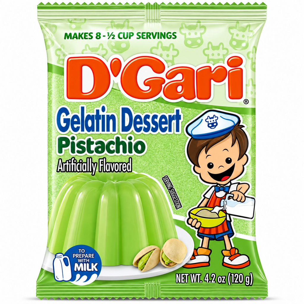 D'Gari Pistachio Flavored Gelatin Dessert Powder |120g packet