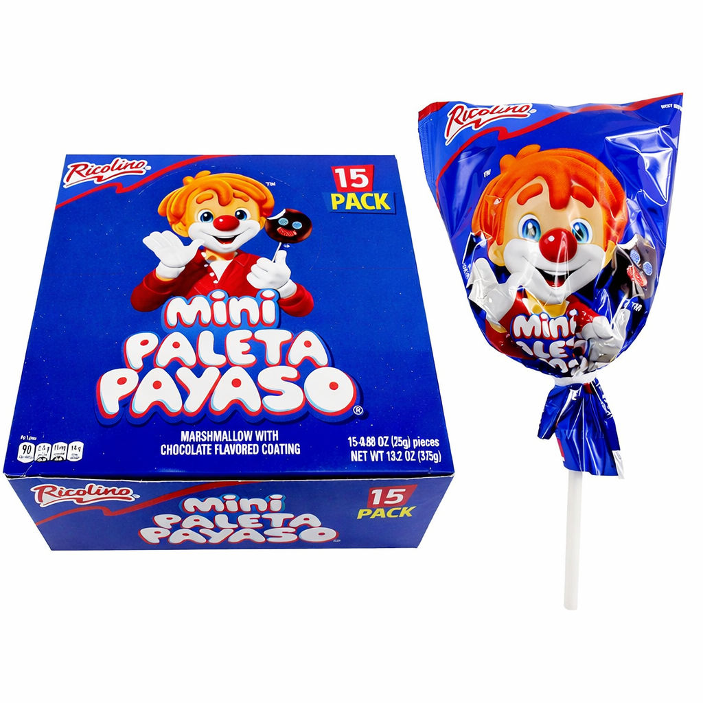 Ricolino Mini Paleta Payaso Marshmallow Lollipop (15 Pack)