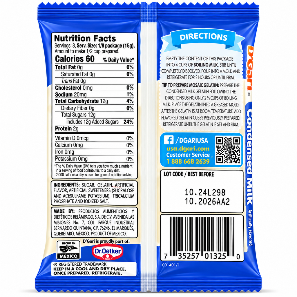 D'Gari Condensed Milk Flavored Gelatin Dessert Powder |120g packet