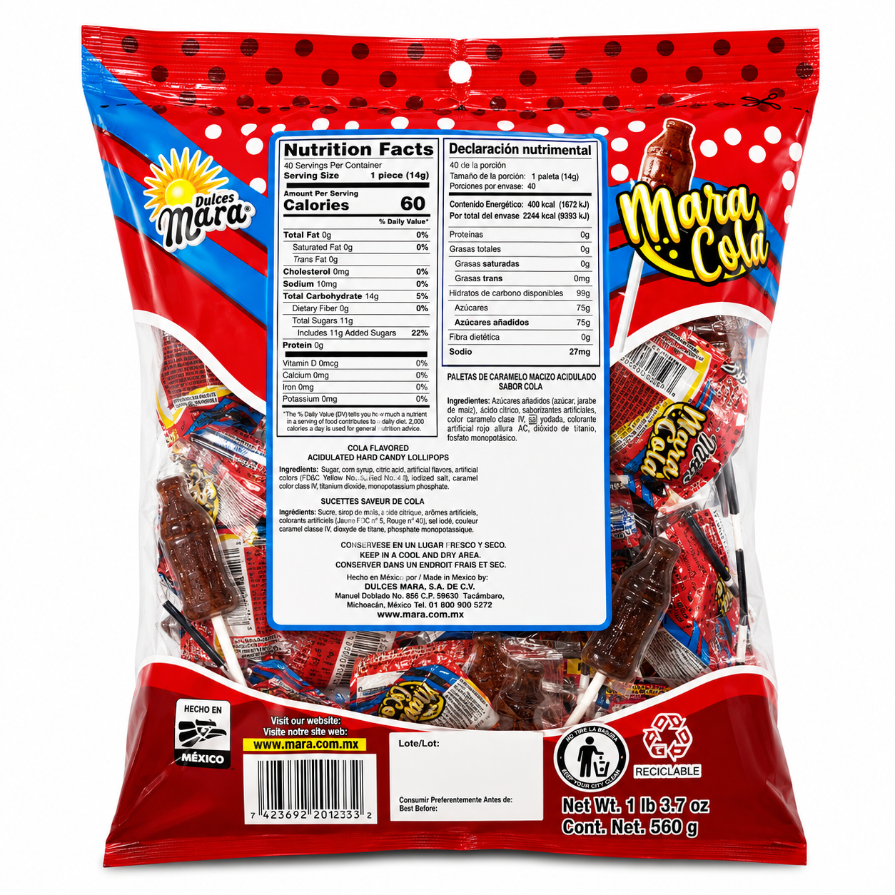 Mara Cola Cola Bottle Shaped Lollipop | 40 pieces