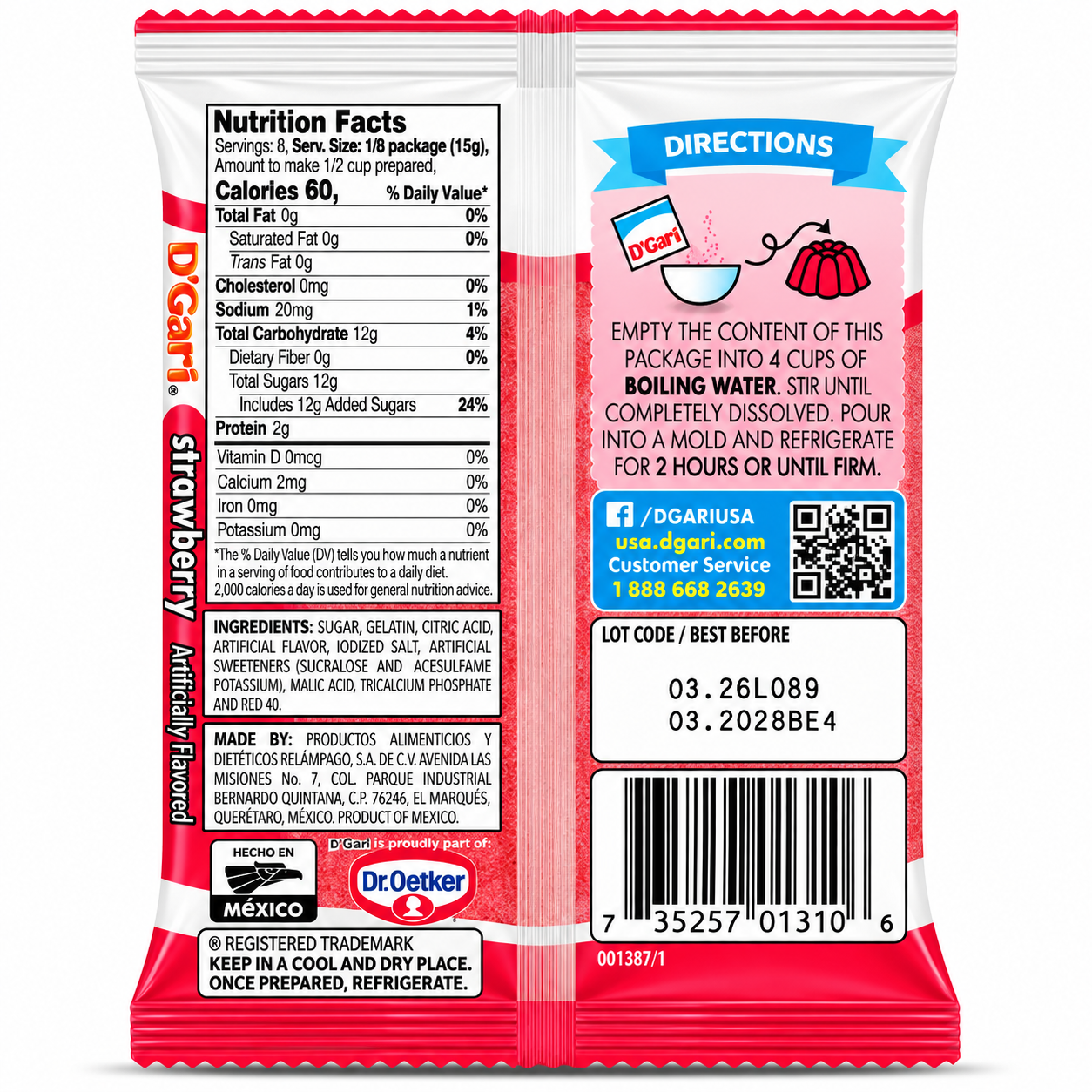 D'Gari Strawberry Gelatin Powder | 120g packet
