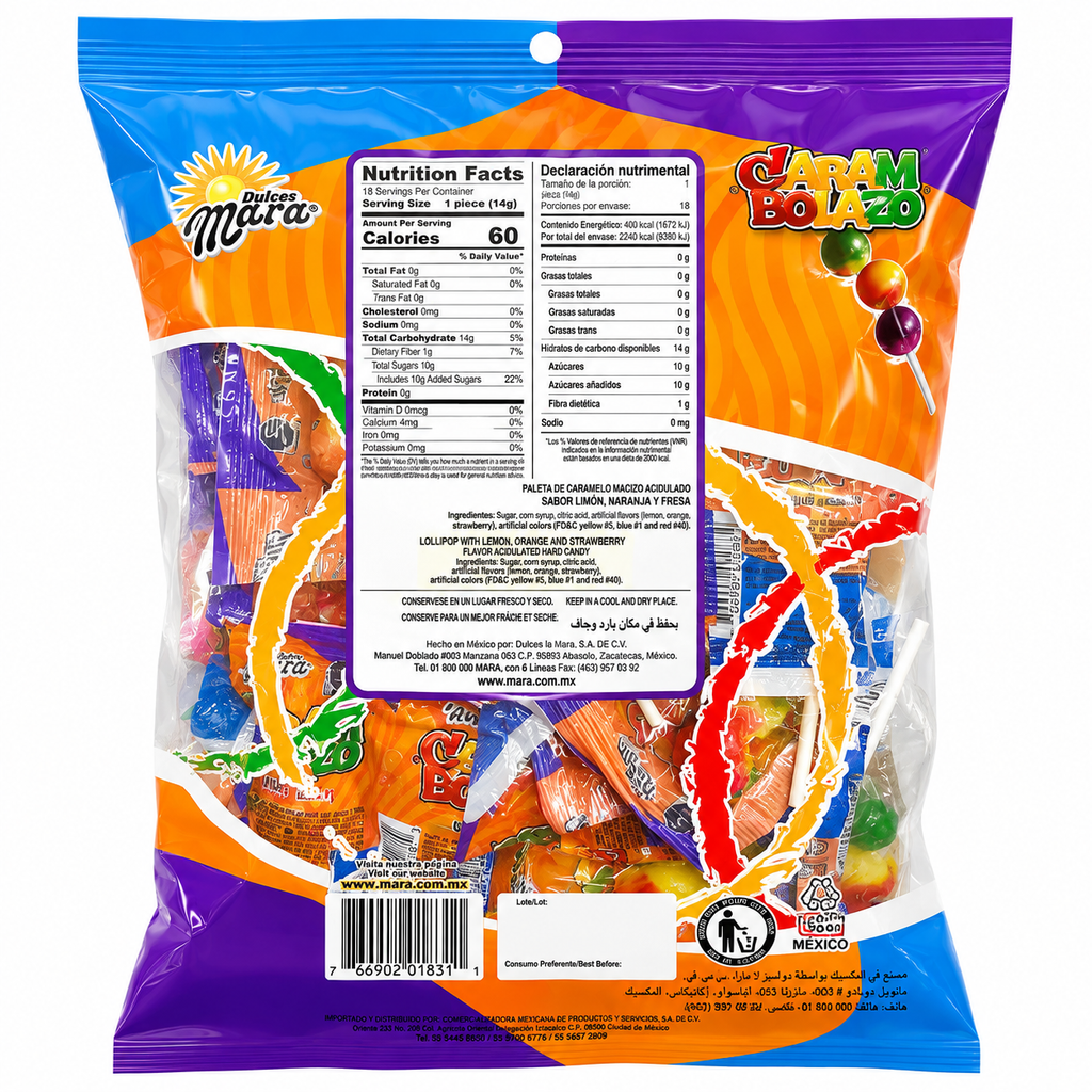 Carambolazo  Three Tier Lollipops | 40 piece bag
