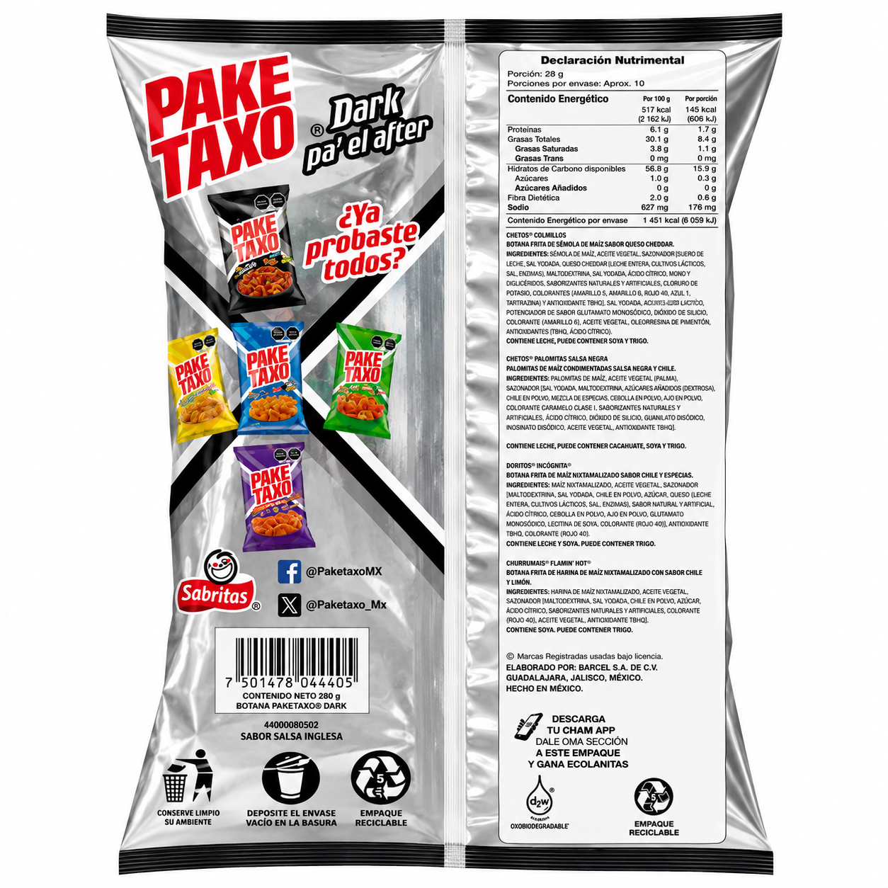 Pake Taxo Dark | Colmillos, Doritos Incognita, Churrumais, Cheetos Palomitas