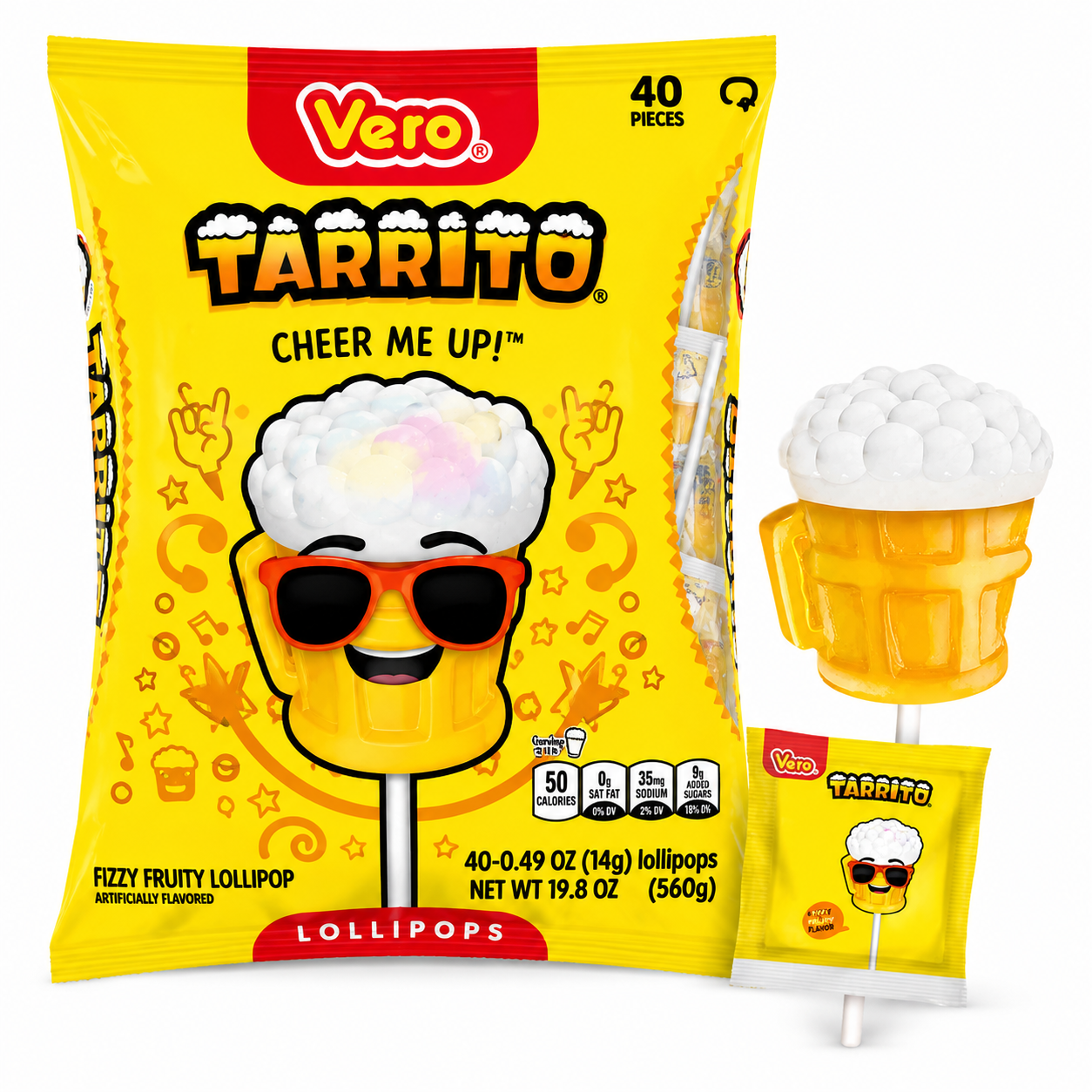 Tarrito Beer Shape Lollipops | 40 piece