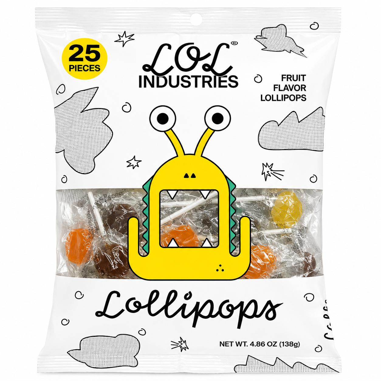 LOL Industries Fruit Flavor Lollipops | 25 piece bag