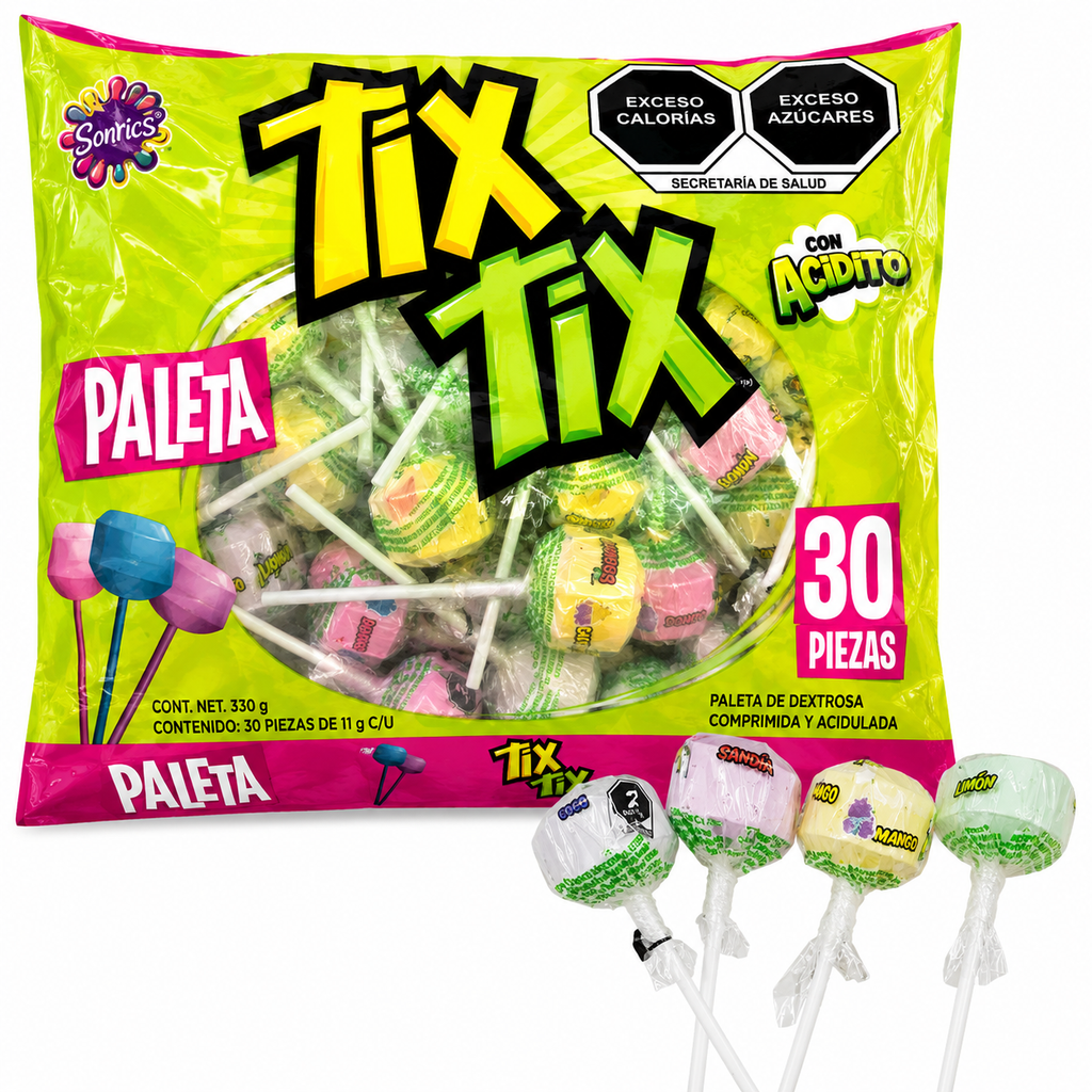 Tix Tix Compressed Sour Candy Lollipop | 30 pieces