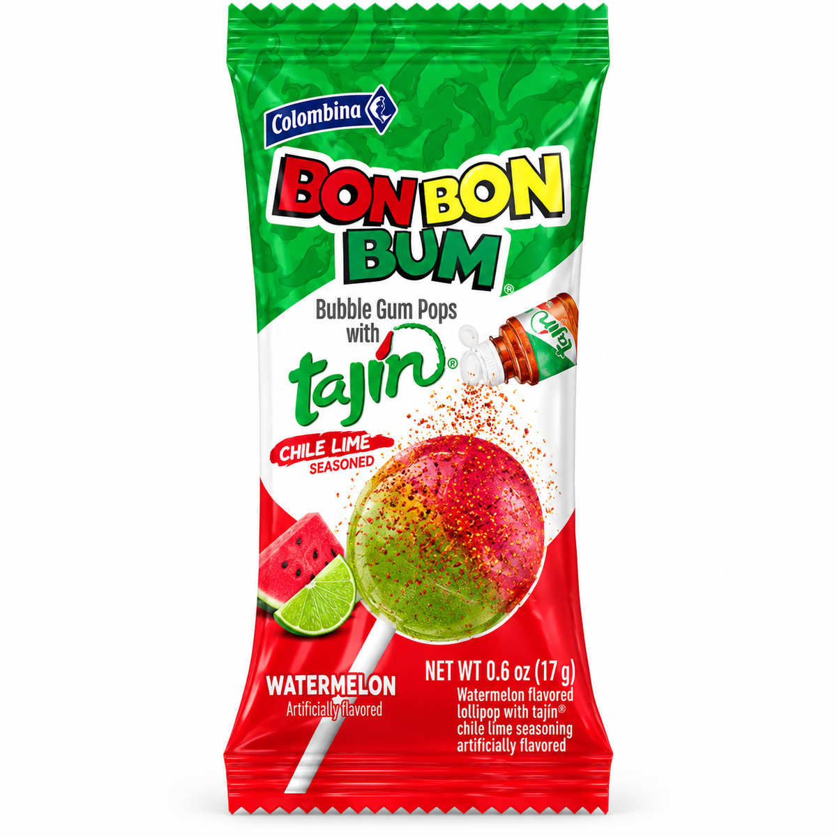 Bon Bon Bum Lollipops with Tajin Powder Individually Wrapped Lollipops | 30 piece box