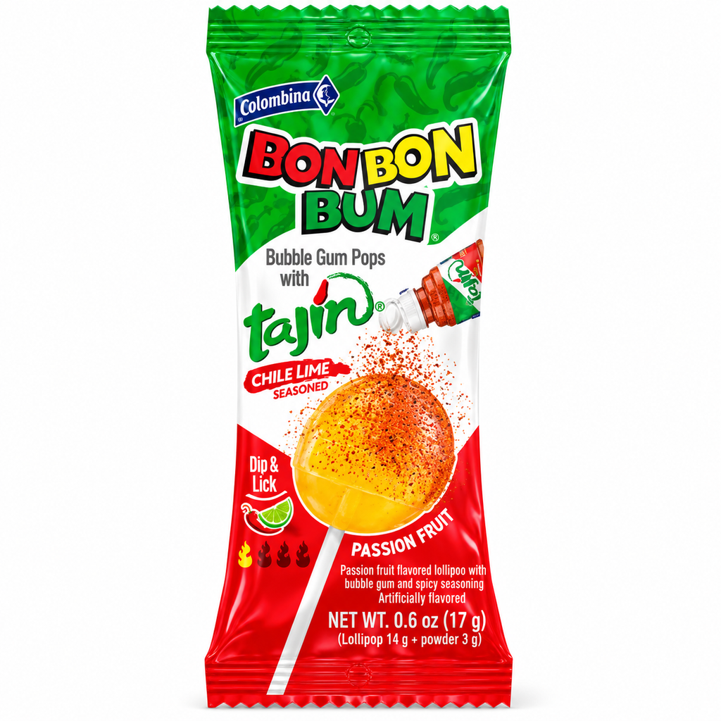 Bon Bon Bum Lollipops with Tajin Powder Individually Wrapped Lollipops | 30 piece box