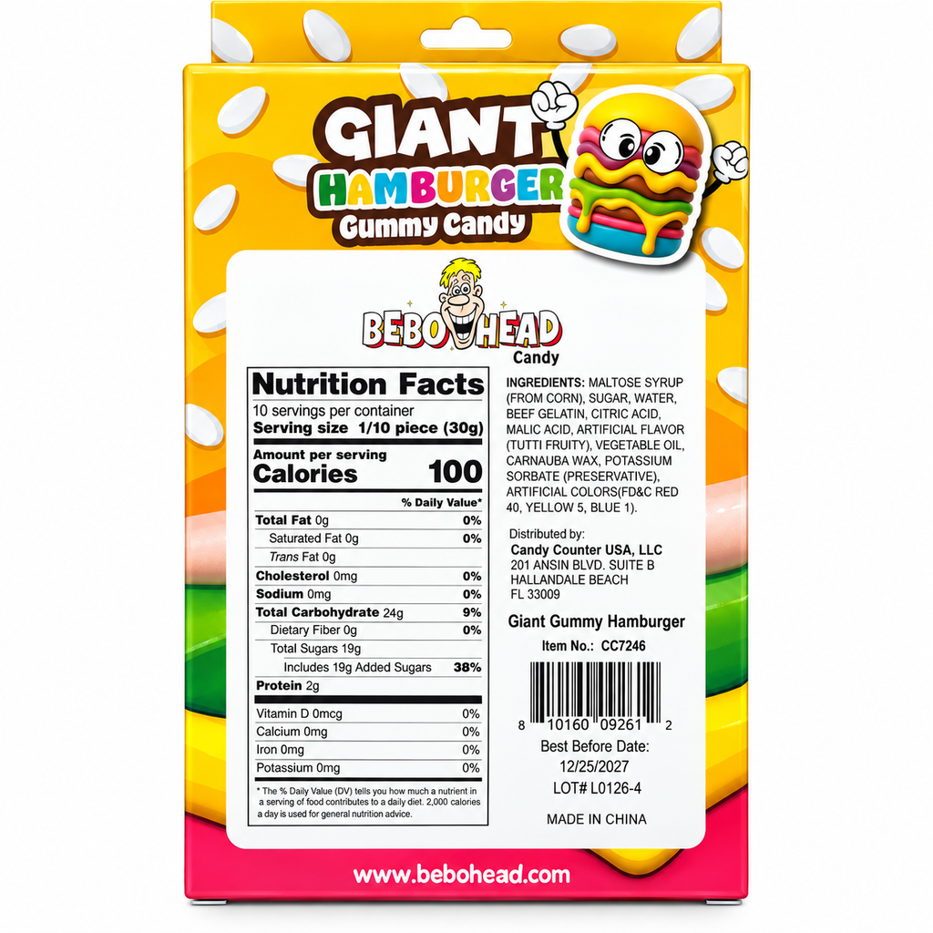 Giant Hamburger Gummy Candy |