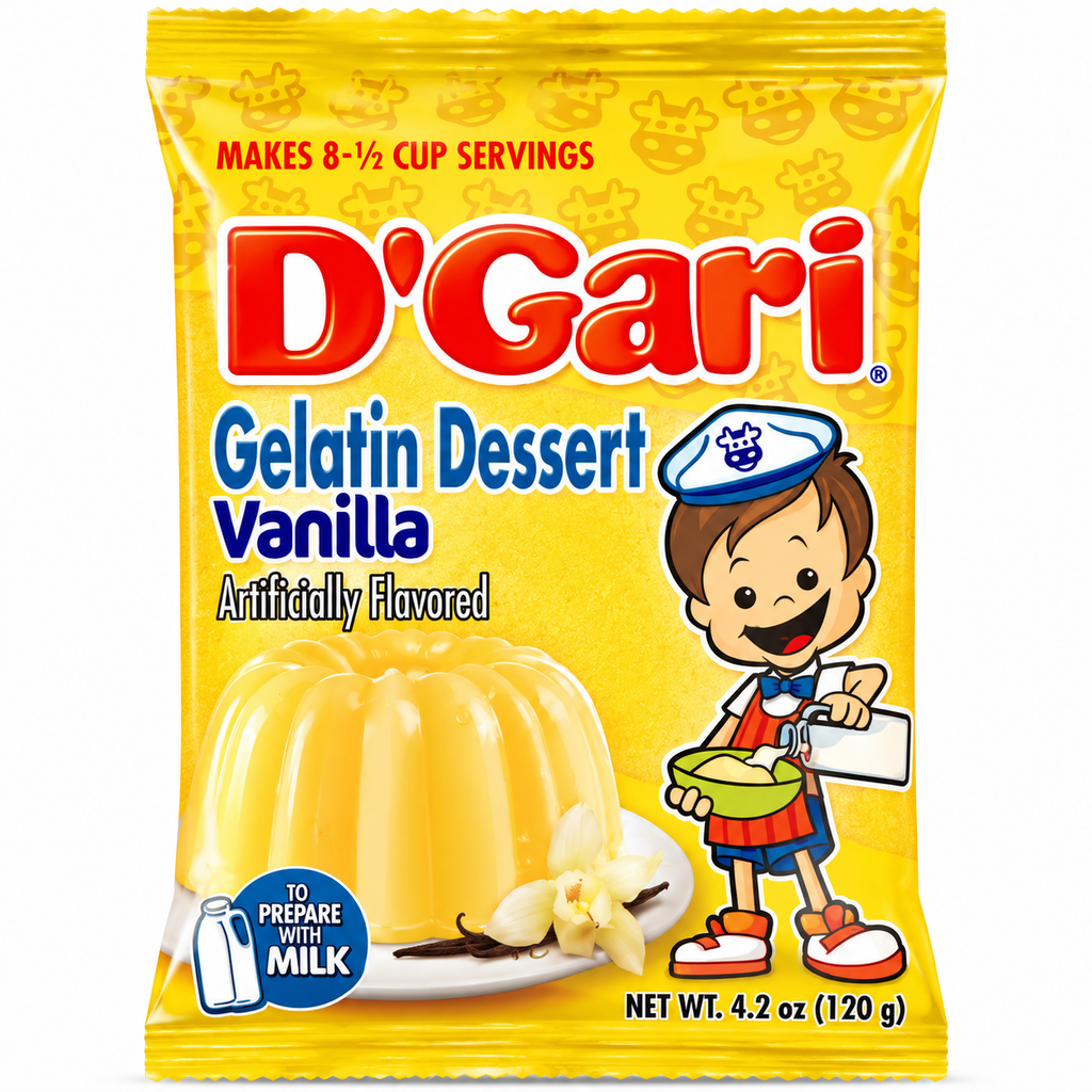 D'Gari Vanilla Flavored Gelatin Dessert Powder | 120g Packet
