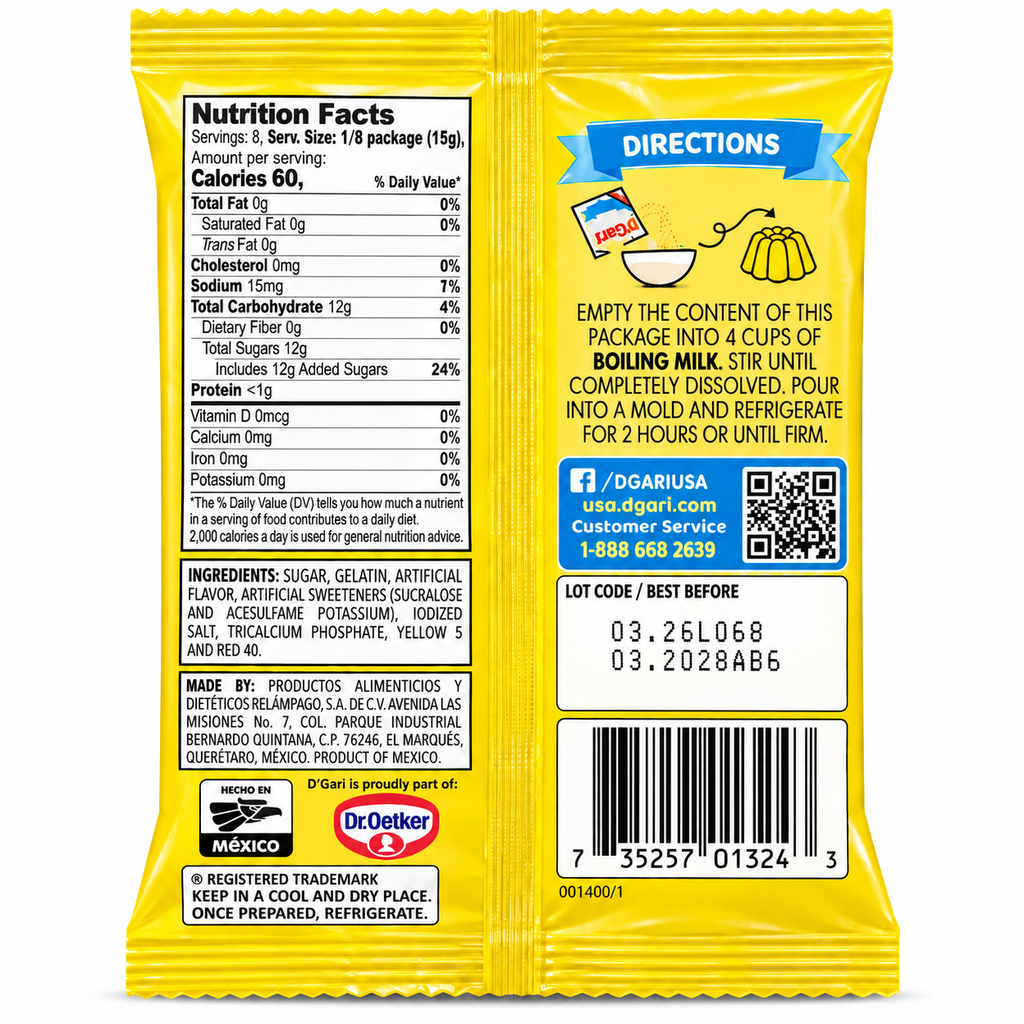 D'Gari Vanilla Flavored Gelatin Dessert Powder | 120g Packet