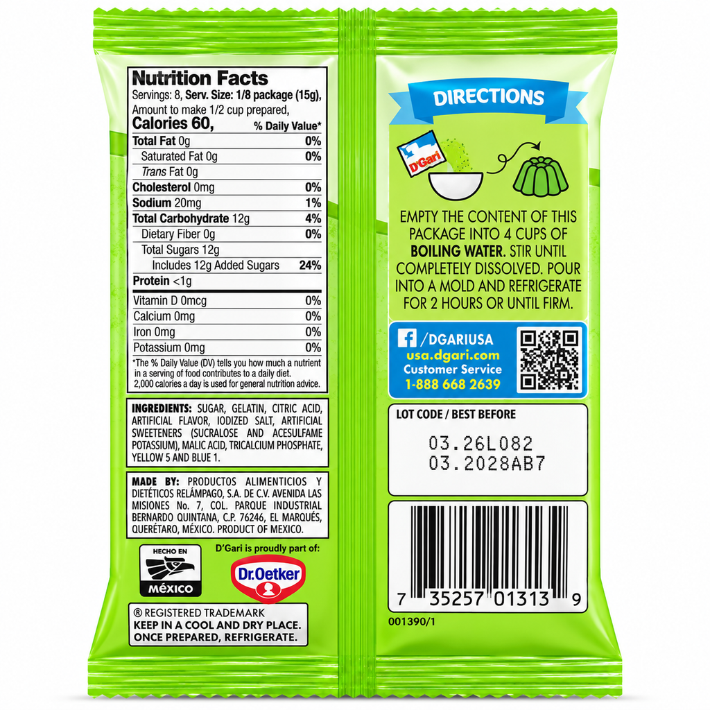 D'Gari Lime Flavored Gelatin Powder | 120g packet