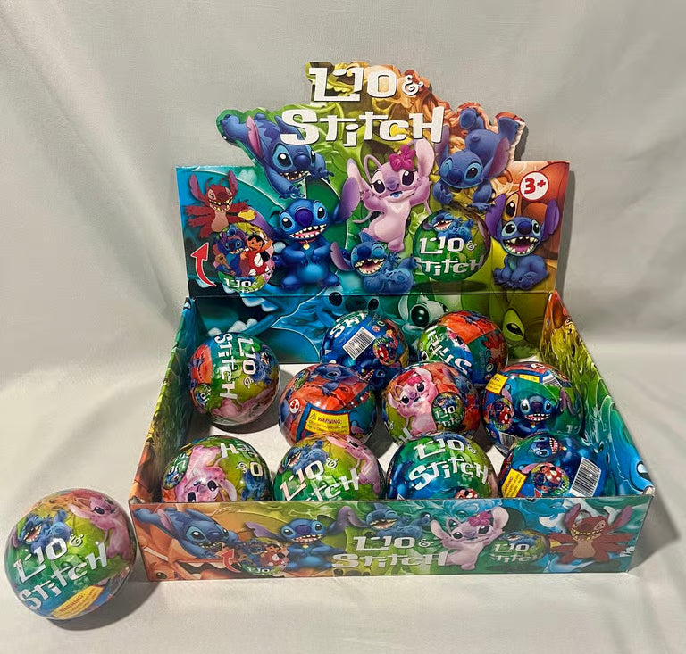 Stitch Surprise Ball Toy with Small Surprise and Sticker Inside | 12 piece box