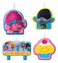 Trolls Happy Birthday Candles Set 4ct