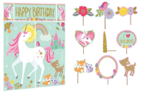 Magical Unicorn Birthday Backdrop with 12Props