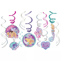 Barbie Dreamtopia Mermaid Hanging Swirl Decorations 6ct